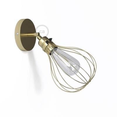 Fermaluce Metallo 90° Brass finish adjustable with Drop lampshade, the metal wall flush light