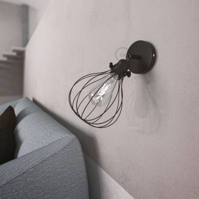 Fermaluce Metallo 90° Black Pearl adjustable with Drop lampshade, the metal wall flush light