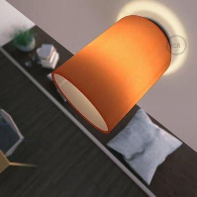 Fermaluce with Lobster Cinette Cylinder Lampshade, black metal, Ø 5.90" h7.10", for wall or ceiling mount
