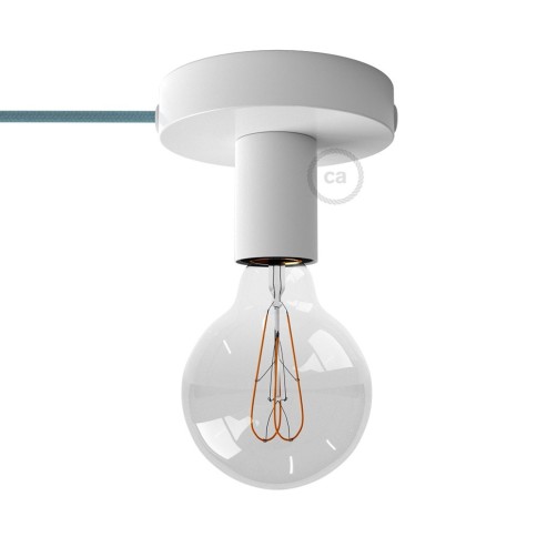 Spostaluce, the white metal light source with fabric cable and side holes
