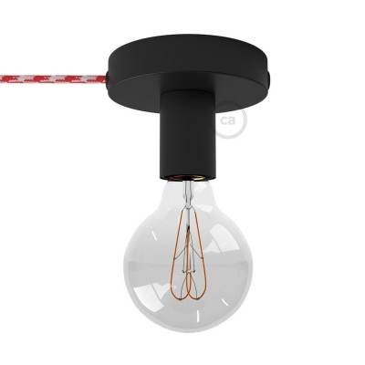 Spostaluce, the black metal light source with fabric cable and side holes