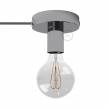 Spostaluce, the chromed metal light source with fabric cable and side holes