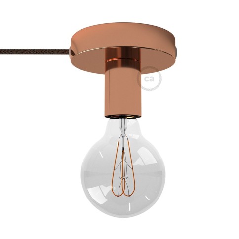Spostaluce, the coppered metal light source with fabric cable and side holes