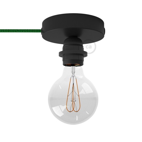Spostaluce, the black metal light source with E26 threaded socket, fabric cable and side holes