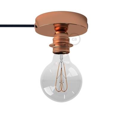Spostaluce, the coppered metal light source with E26 threaded socket, fabric cable and side holes