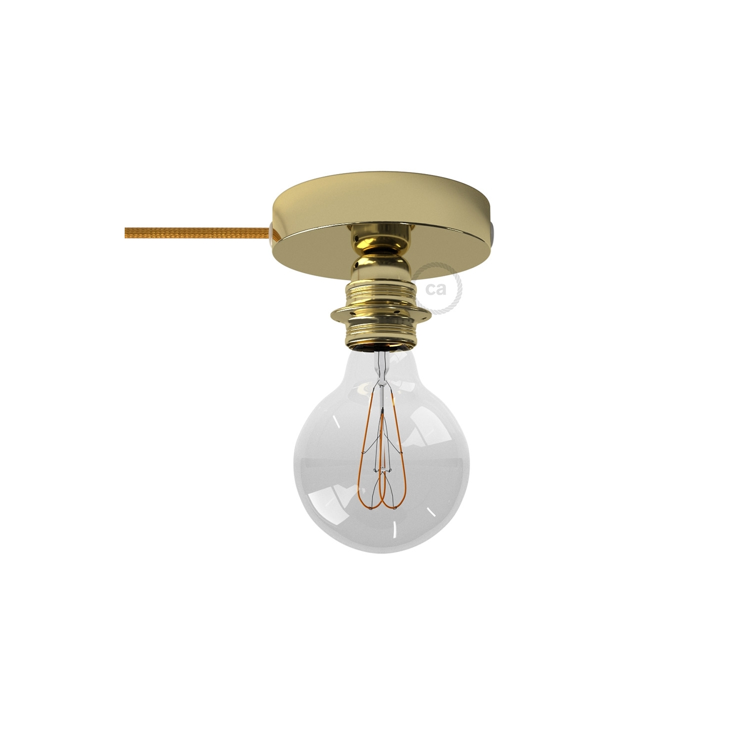 Spostaluce, the brass metal light source with E26 threaded socket, fabric cable and side holes