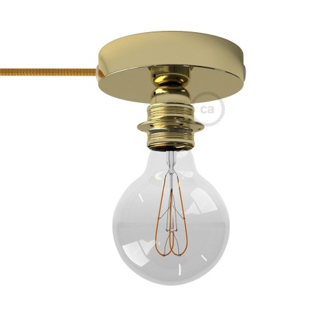 Spostaluce, the brass metal light source with E26 threaded socket, fabric cable and side holes