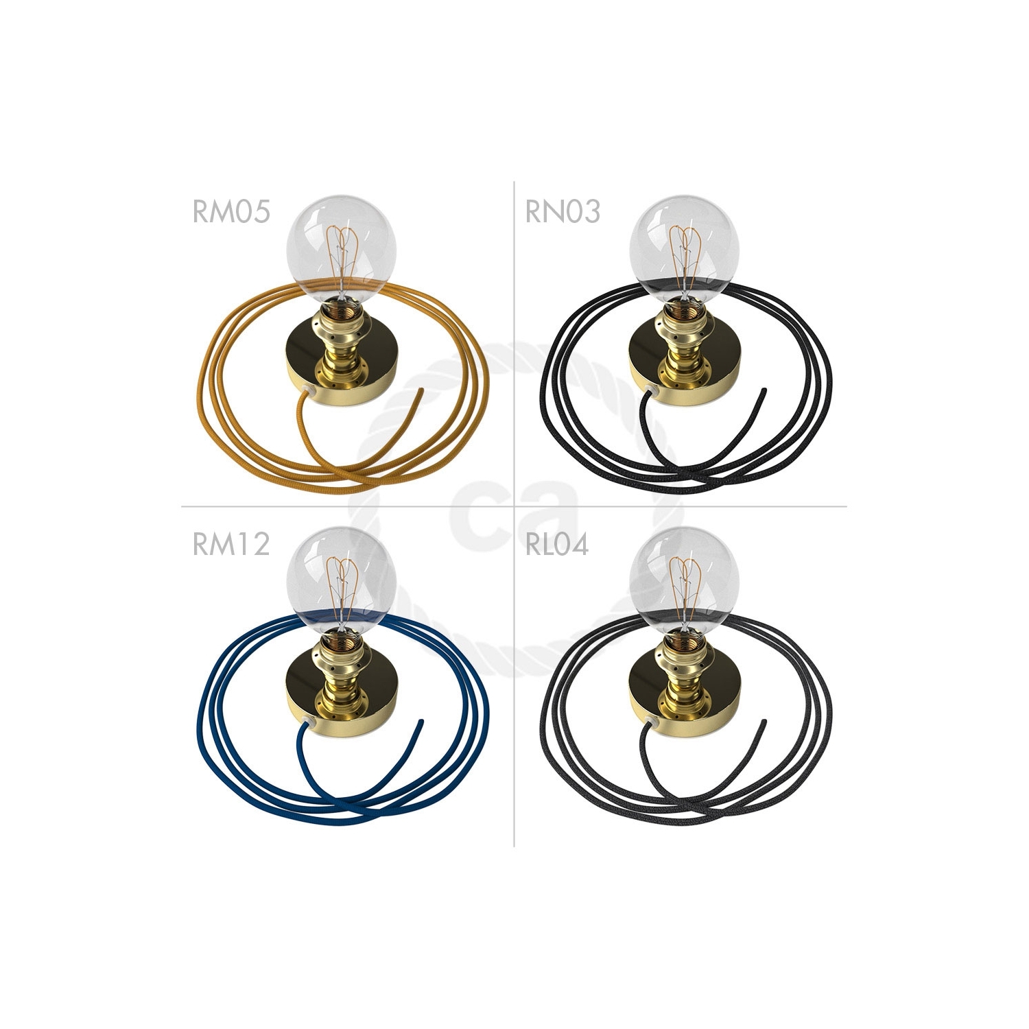Spostaluce, the brass metal light source with E26 threaded socket, fabric cable and side holes