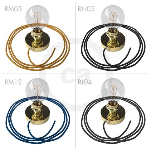 Spostaluce, the brass metal light source with E26 threaded socket, fabric cable and side holes