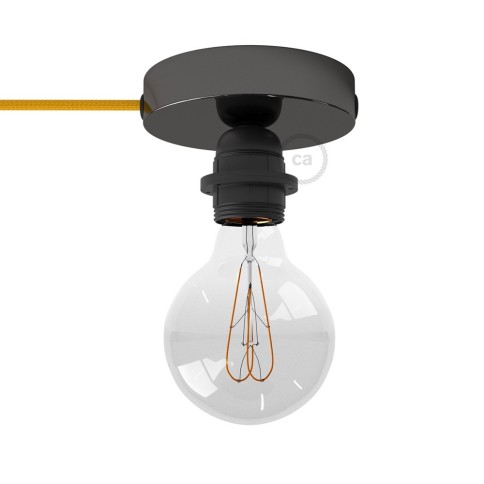 Spostaluce, the black pearl light source with E26 threaded socket, fabric cable and side holes