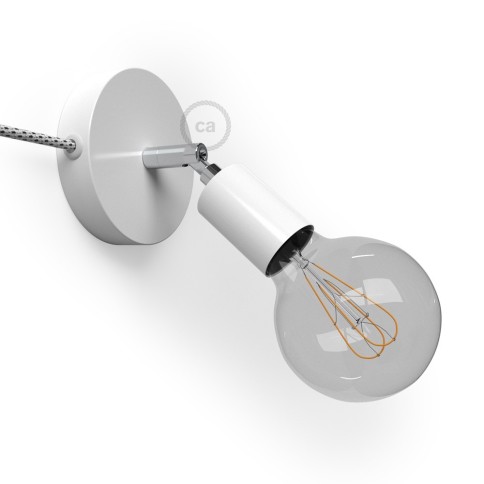 Spostaluce Metallo 90°, the white adjustable light source with fabric cable and side holes