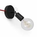 Spostaluce Metallo 90°, the black adjustable light source with fabric cable and side holes