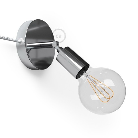 Spostaluce Metallo 90°, the chromed adjustable light source with fabric cable and side holes