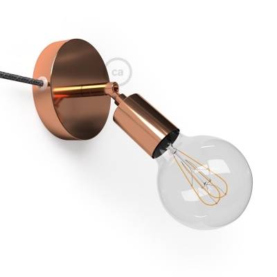 Spostaluce Metallo 90°, the coppered adjustable light source with fabric cable and side holes