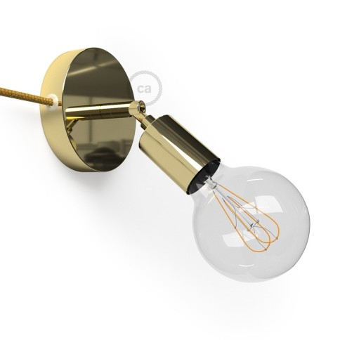 Spostaluce Metallo 90°, the brass adjustable light source with fabric cable and side holes