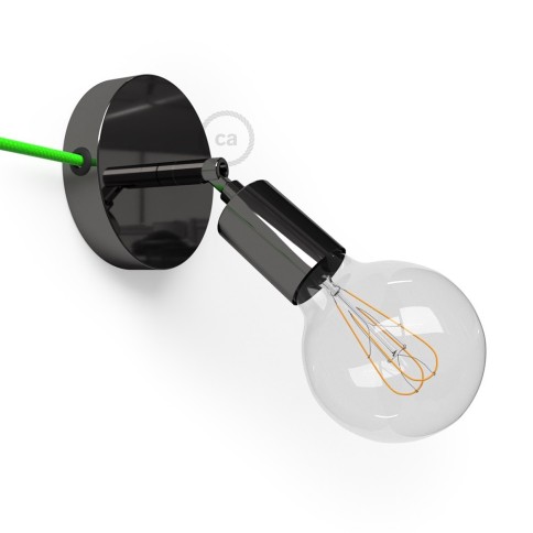 Spostaluce Metallo 90°, the black pearl adjustable light source with fabric cable and side holes