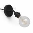 Spostaluce Metallo 90°, the black adjustable light source with E26 threaded socket, fabric cable and side holes
