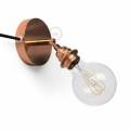 Spostaluce Metallo 90°, the coppered adjustable light source with E26 threaded socket, fabric cable and side holes