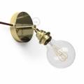 Spostaluce Metallo 90°, the brass adjustable light source with E26 threaded socket, fabric cable and side holes
