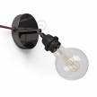 Spostaluce Metallo 90°, the black pearl adjustable light source with E26 threaded socket, fabric cable and side holes
