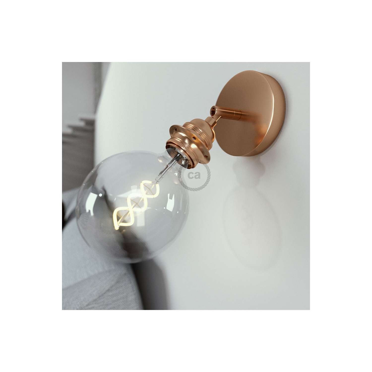 Fermaluce Metallo 90° Copper finish adjustable, with E26 threaded lamp holder, the metal wall or ceiling light source