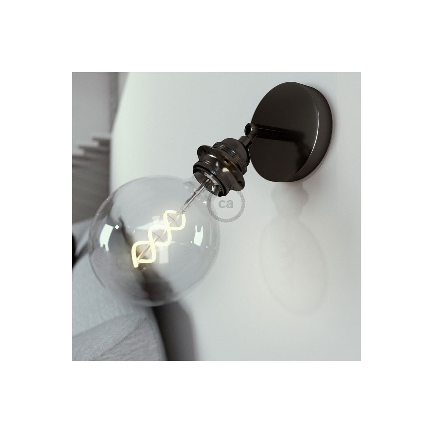 Fermaluce Metallo 90° Black Pearl adjustable, with E26 threaded lamp holder, the metal wall or ceiling light source