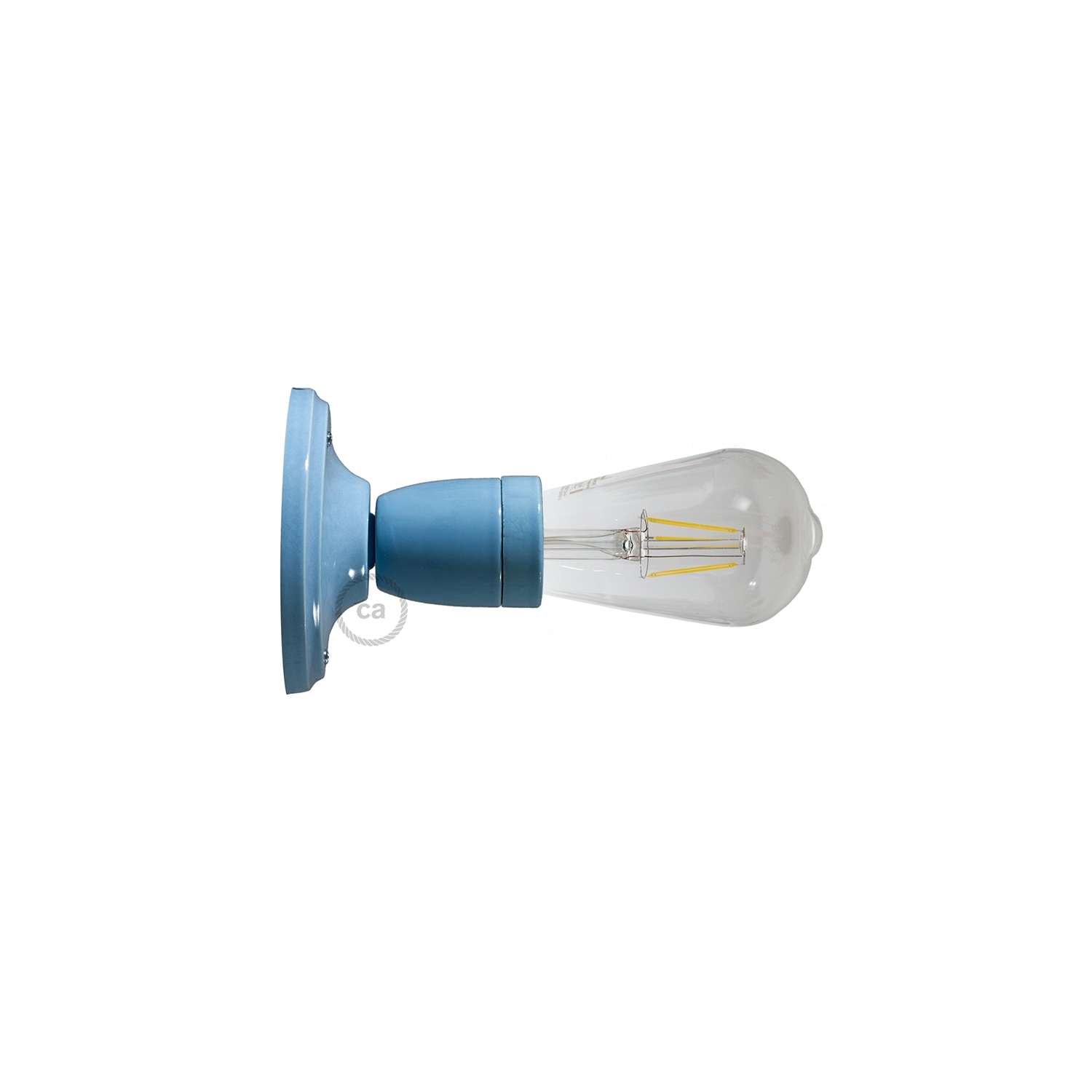 Fermaluce Classic, the wall or ceiling light source in light blue porcelain.