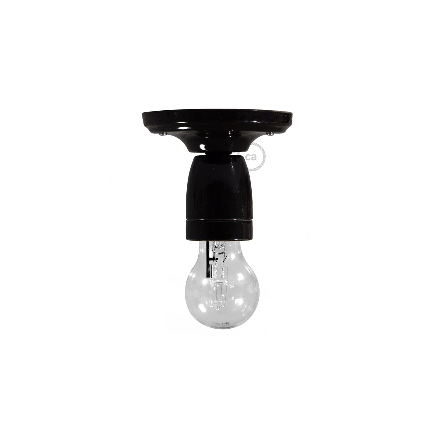 Fermaluce Classic, the wall or ceiling light source in black porcelain.