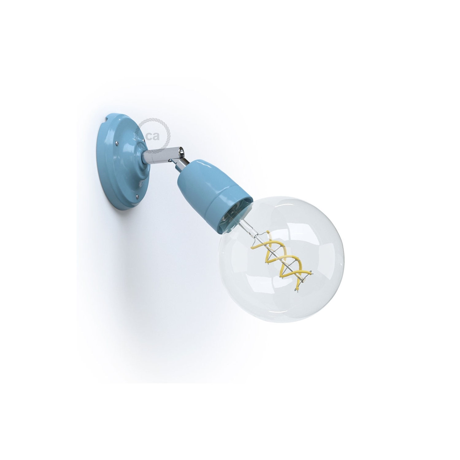 Fermaluce Classic 90° Light Blue adjustable, porcelain wall flush light
