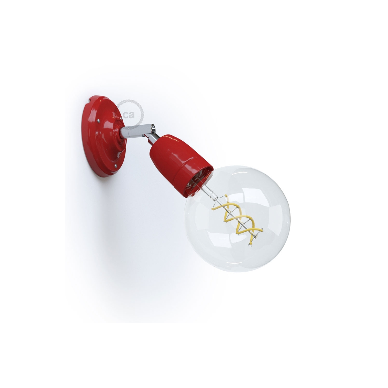 Fermaluce Classic 90° Red adjustable, porcelain wall flush light