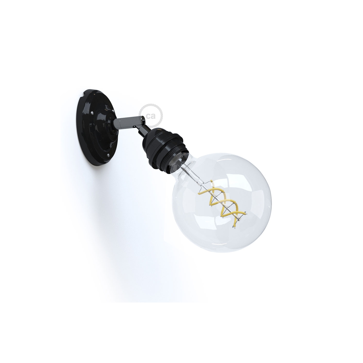 Fermaluce Classic 90° Black, adjustable, with E26 threaded lamp holder, the porcelain wall or ceiling light source