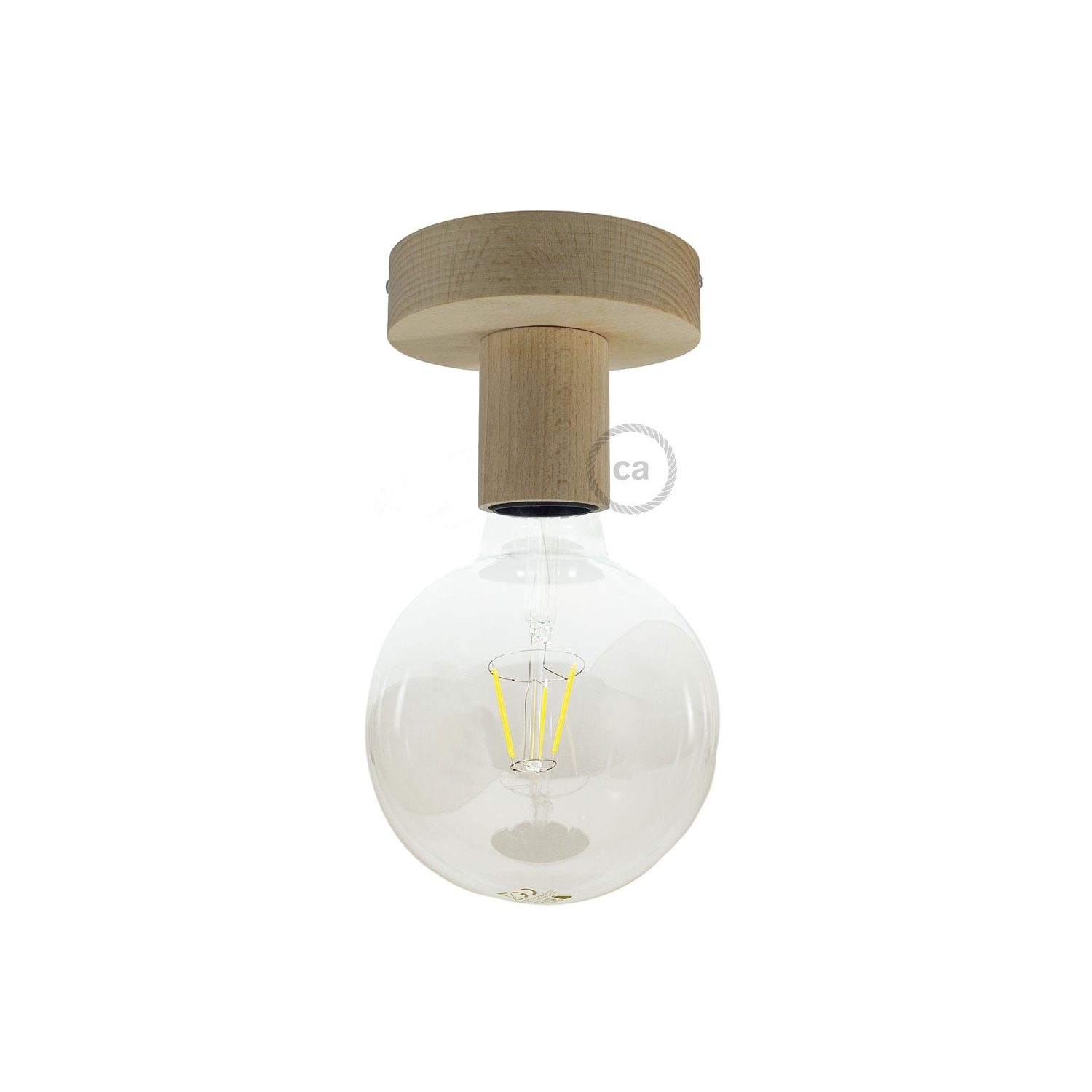 Natural Fermaluce, the natural wood flush light for your wall or ceiling, 3.8".