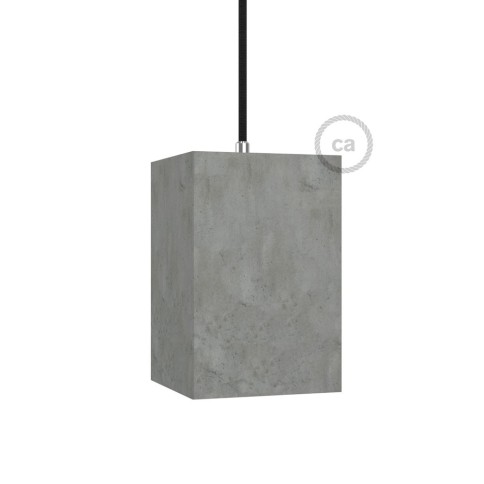 Cube cement lampshade with cable retainer and E26 socket