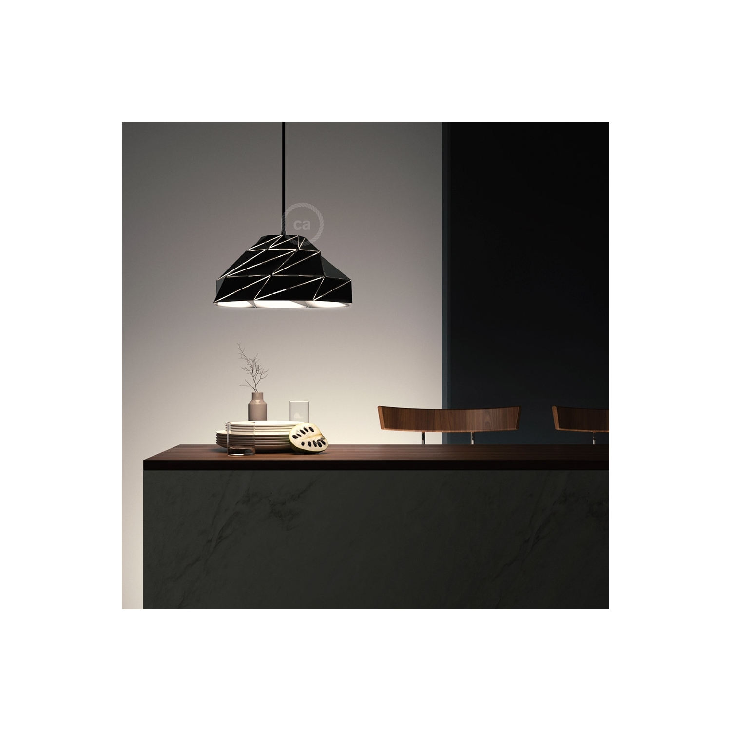 Nuvola Lampshade in opaque black metal with E26 socket