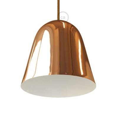 Shiny Copper Metal Bell Lampshade with cable retainer and E26 socket