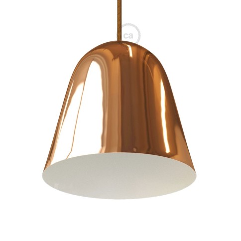 Shiny Copper Metal Bell Lampshade with cable retainer and E26 socket