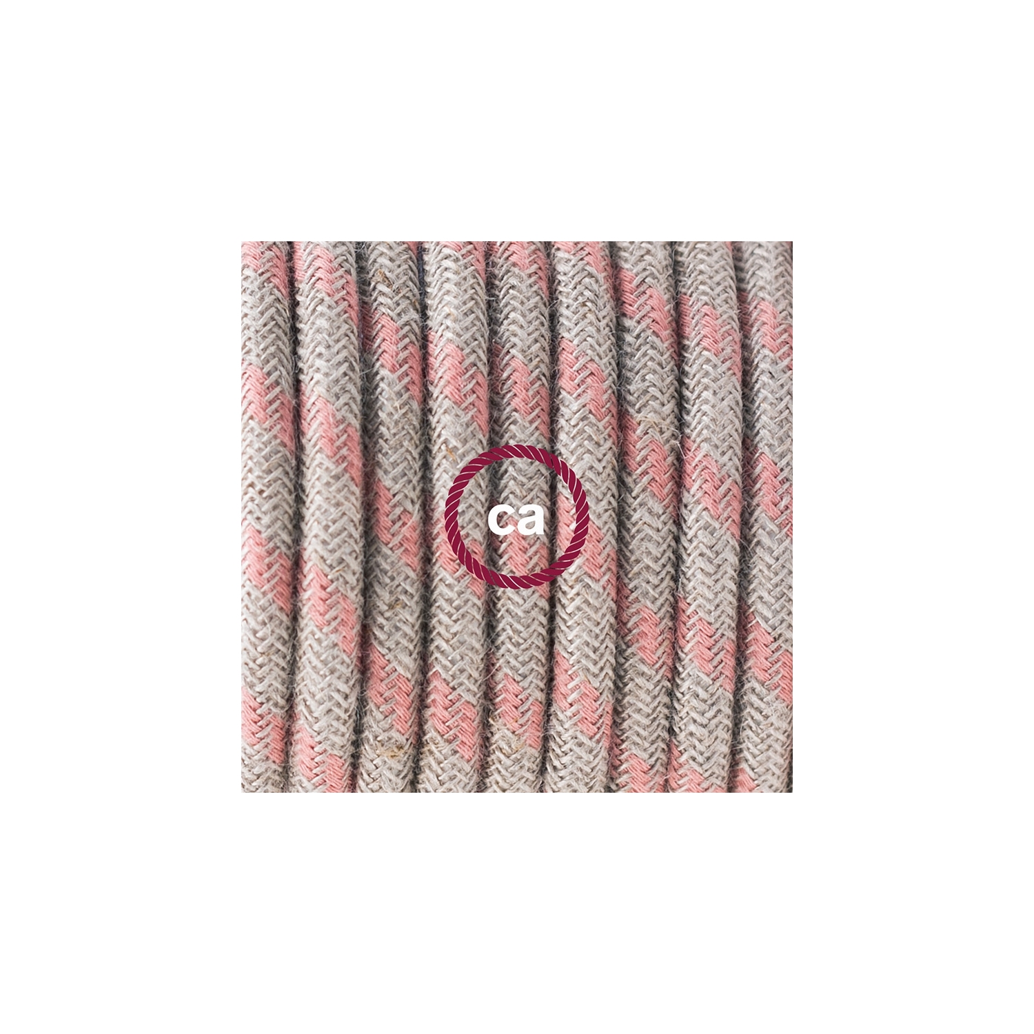 Plug-in Pendant with switch on socket | RD51 Natural & Pink Linen Stripe