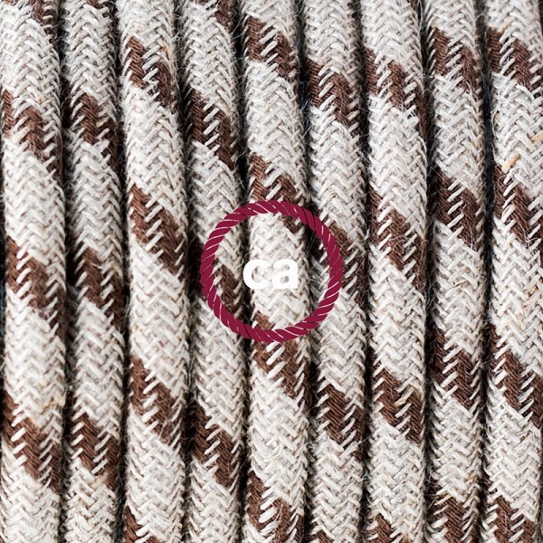 Plug-in Pendant with switch on socket | RD53 Natural & Brown Linen Stripe