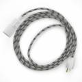 Plug-in Pendant with switch on socket | RD54 Natural & Charcoal Linen Stripe