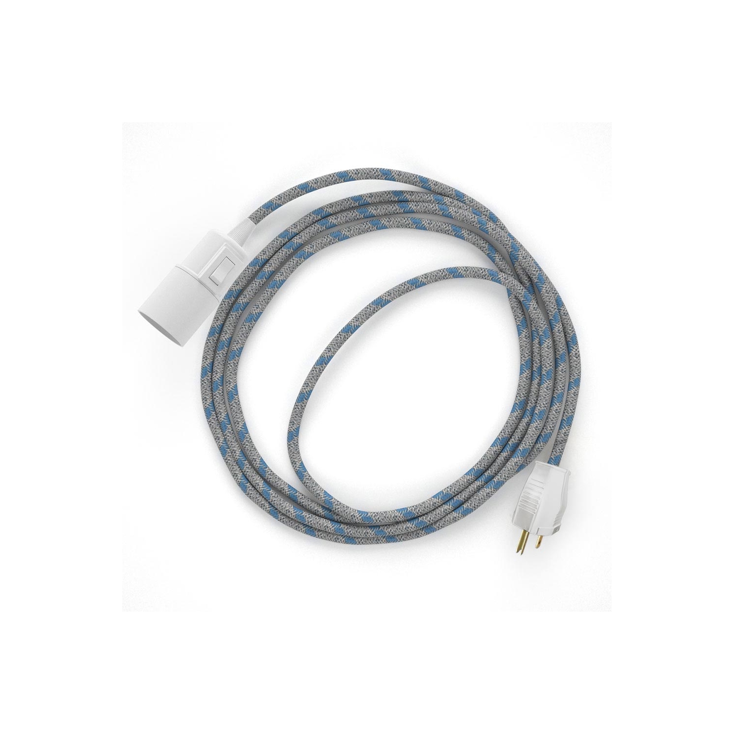 Plug-in Pendant with switch on socket | RD55 Natural & Blue Linen Stripe