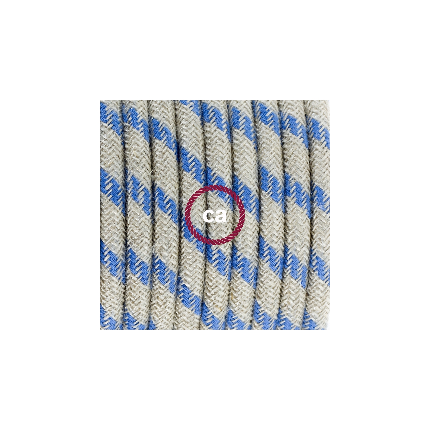 Plug-in Pendant with switch on socket | RD55 Natural & Blue Linen Stripe
