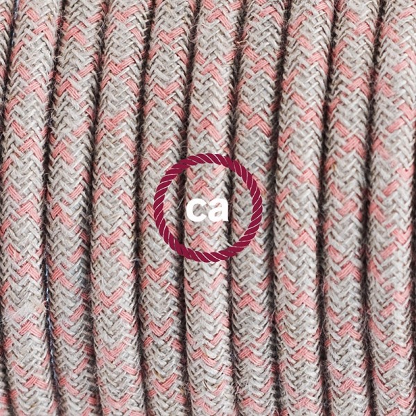 Plug-in Pendant with switch on socket | RD61 Natural & Pink Linen CrissCross