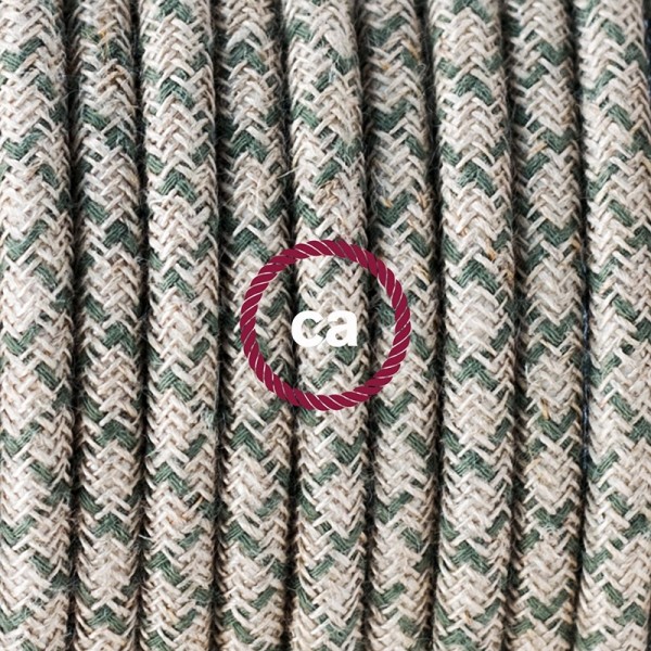 Plug-in Pendant with switch on socket | RD62 Natural & Thyme Green Linen CrissCross