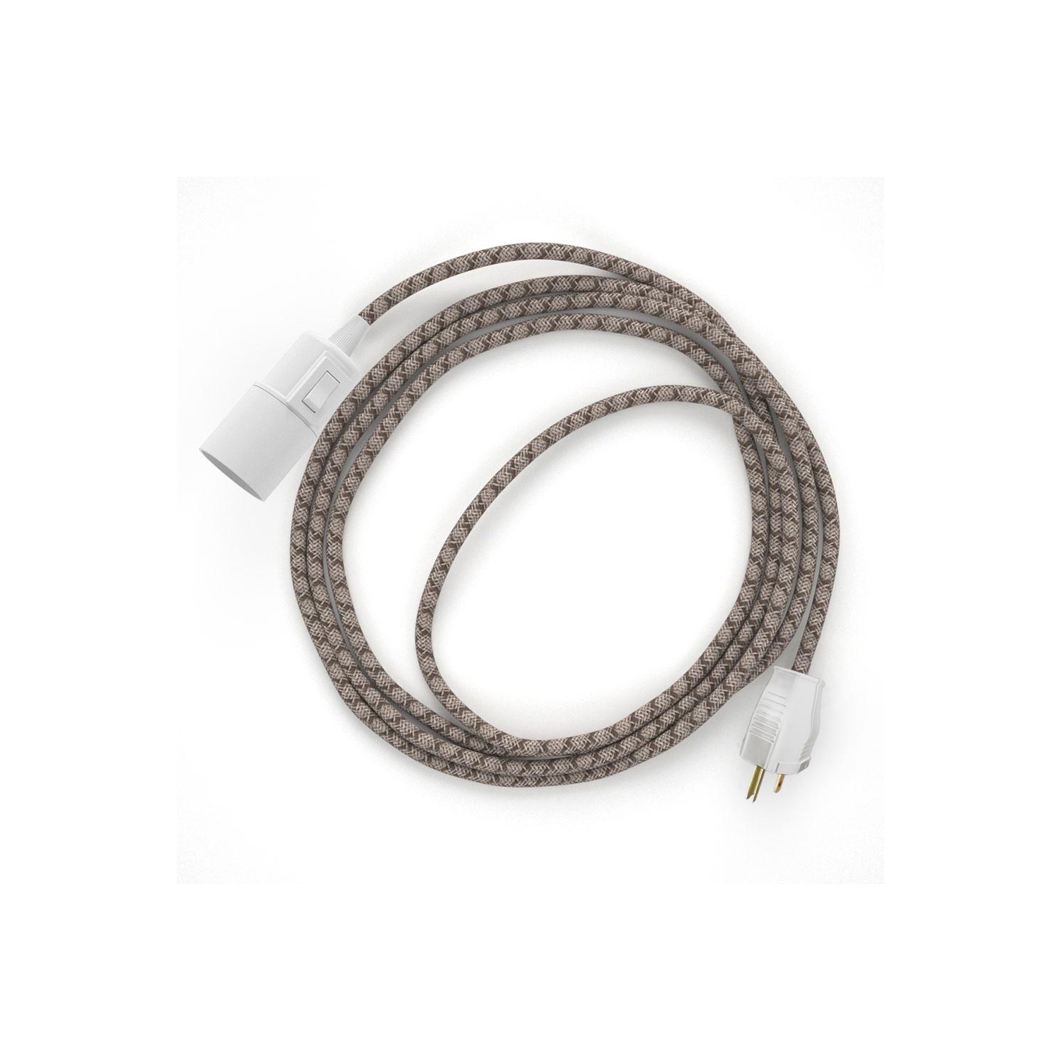 Plug-in Pendant with switch on socket | RD63 Natural & Brown Linen CrissCross