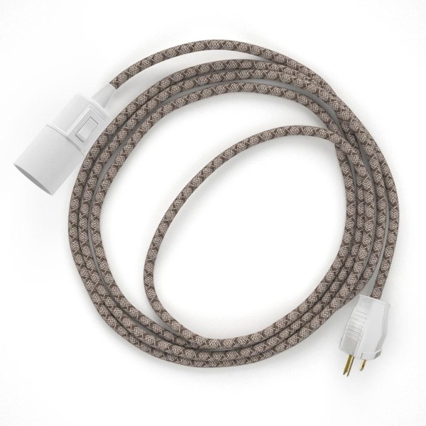 Plug-in Pendant with switch on socket | RD63 Natural & Brown Linen CrissCross