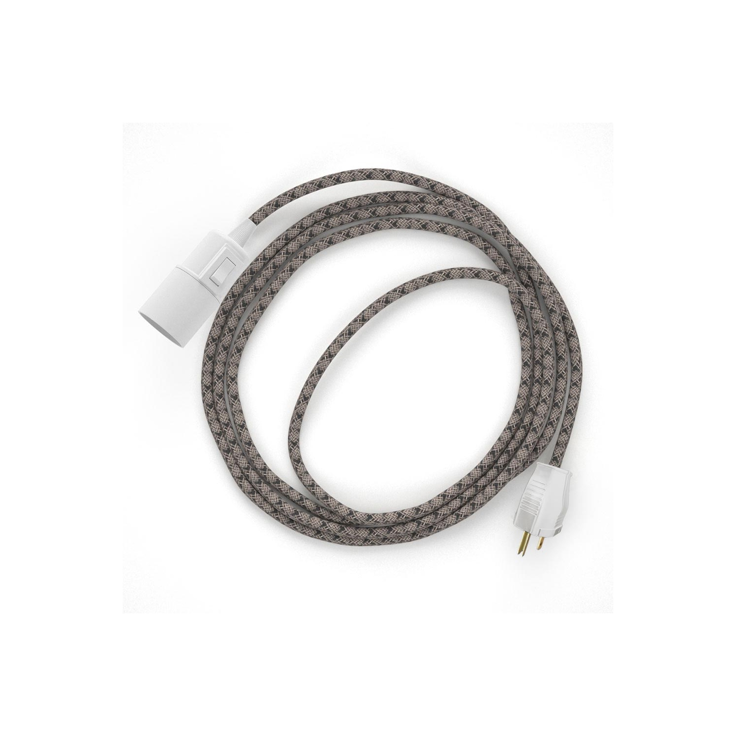 Plug-in Pendant with switch on socket | RD64 Natural & Charcoal Linen CrissCross