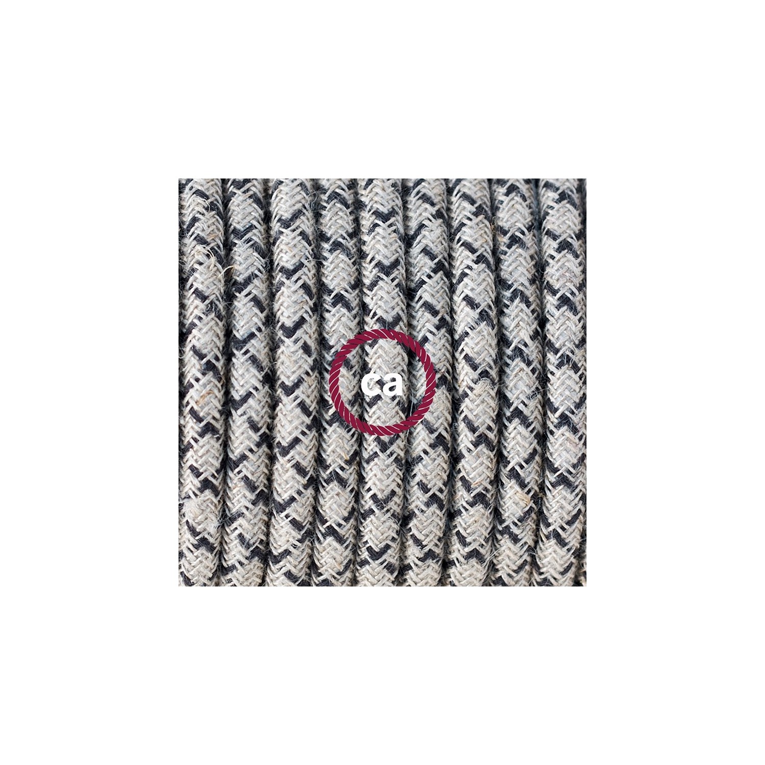 Plug-in Pendant with switch on socket | RD64 Natural & Charcoal Linen CrissCross