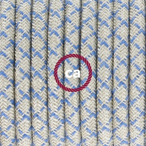 Plug-in Pendant with switch on socket | RD65 Natural & Blue Linen CrissCross