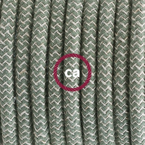 Plug-in Pendant with switch on socket | RD72 Natural & Thyme Green Linen Chevron