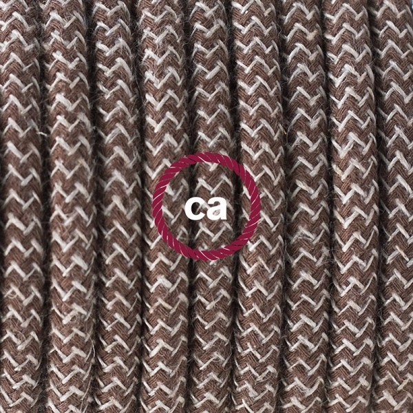 Plug-in Pendant with switch on socket | RD73 Natural & Brown Linen Chevron